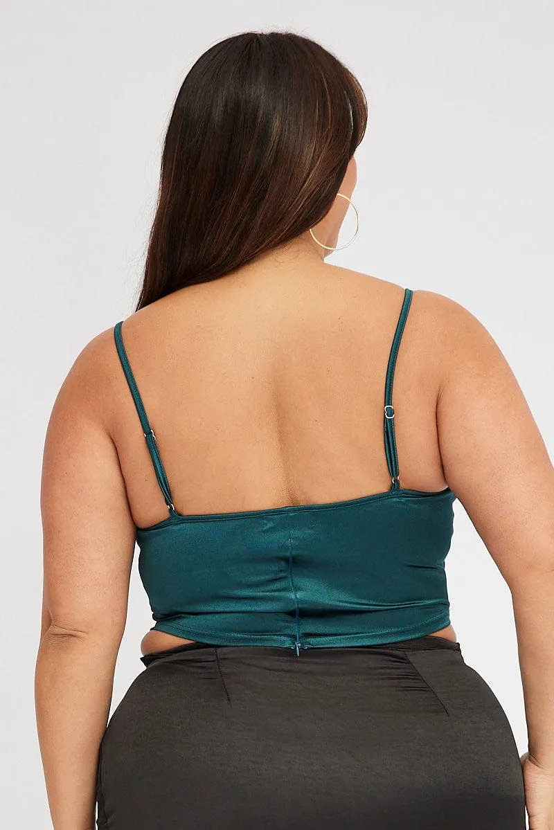 Park Day outdoor mode Green Cami Corset Top Satin