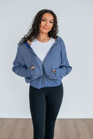 Sky Mood Cool Hooded Jacket Maxwell Washed Zip-Up Hoodie - Navy