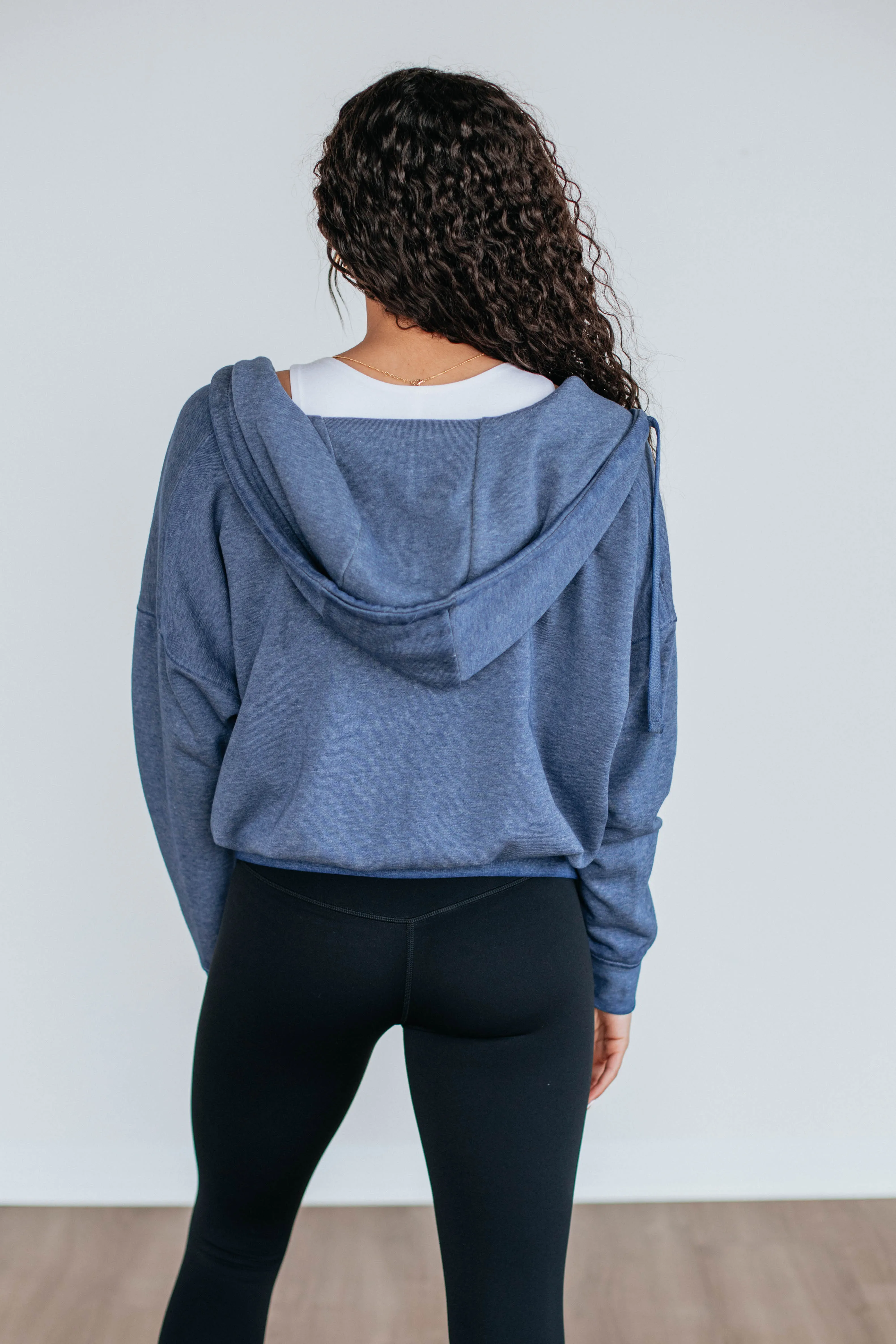 Maxwell Washed Zip-Up Hoodie - Navy Smart Look