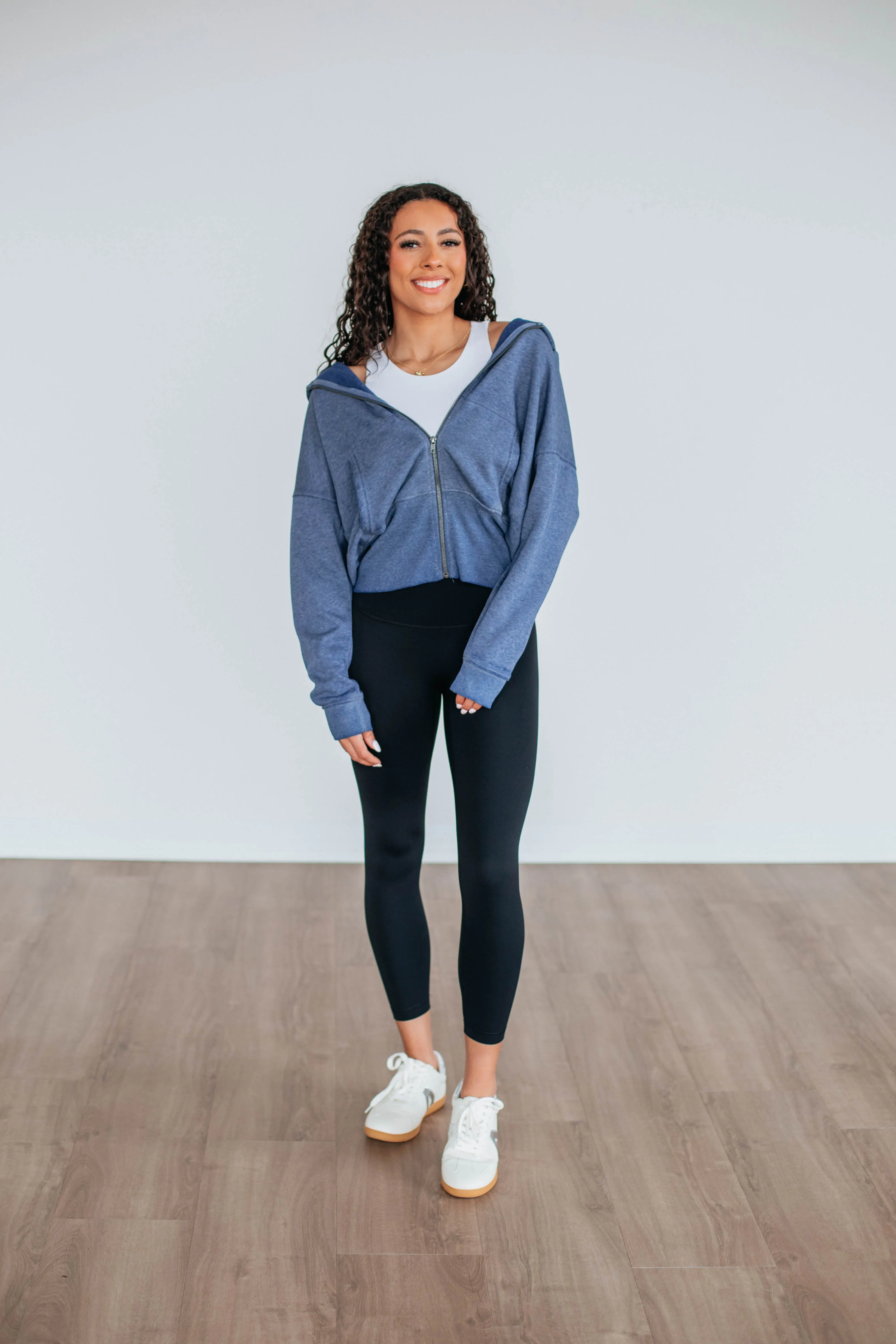 Maxwell Washed Zip-Up Hoodie - Navy Frost Glow Gloss Glow