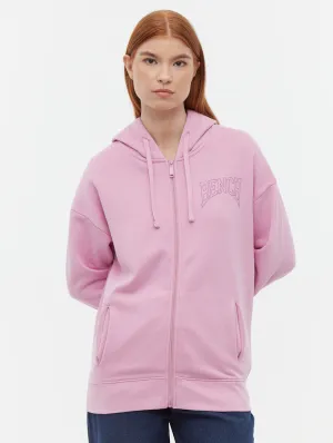 Simple Layering Zira Athletic Logo Zip-Up Hoodie