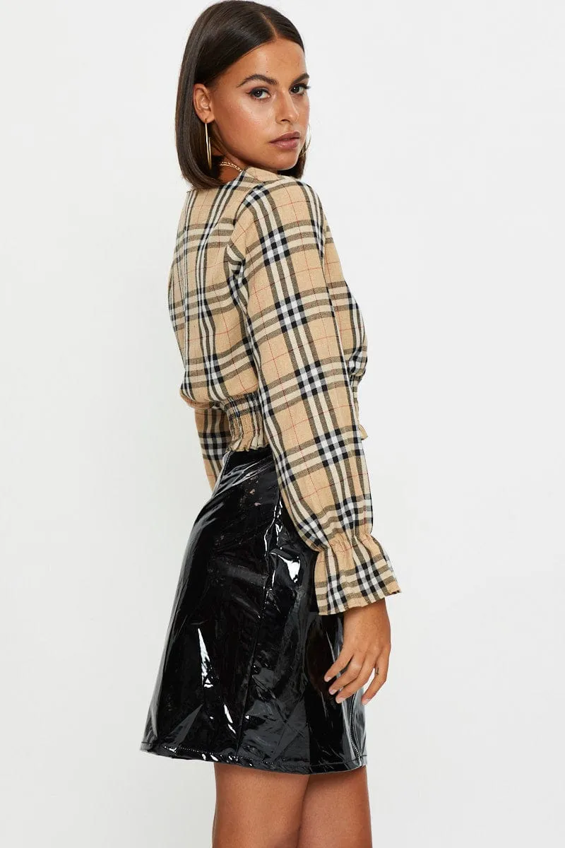 Black Wet Look Front Zip Mini Skirt Daily Favorite Fall Favorite