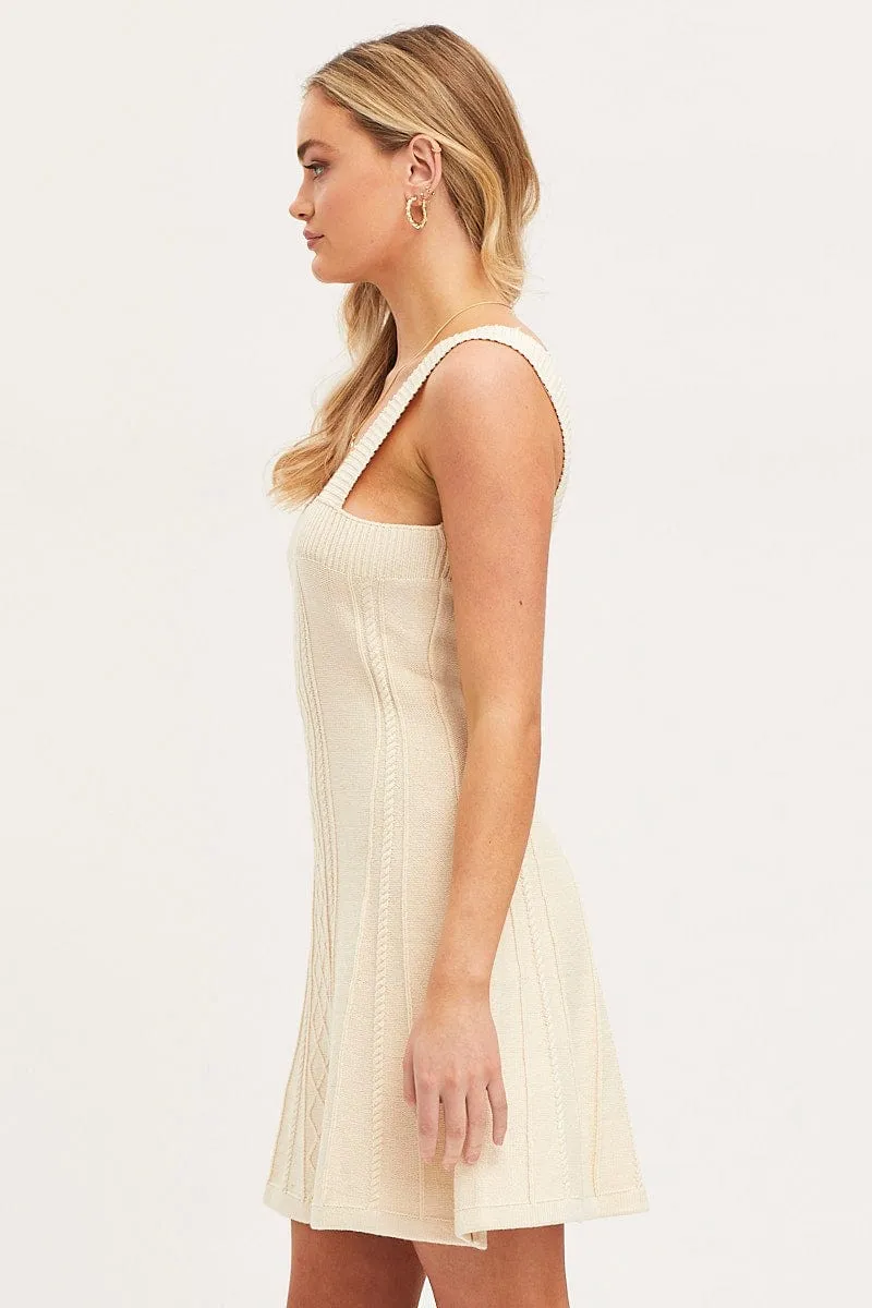 White Dress Sleeveless Mini Knit Style Fresh Close Wrap