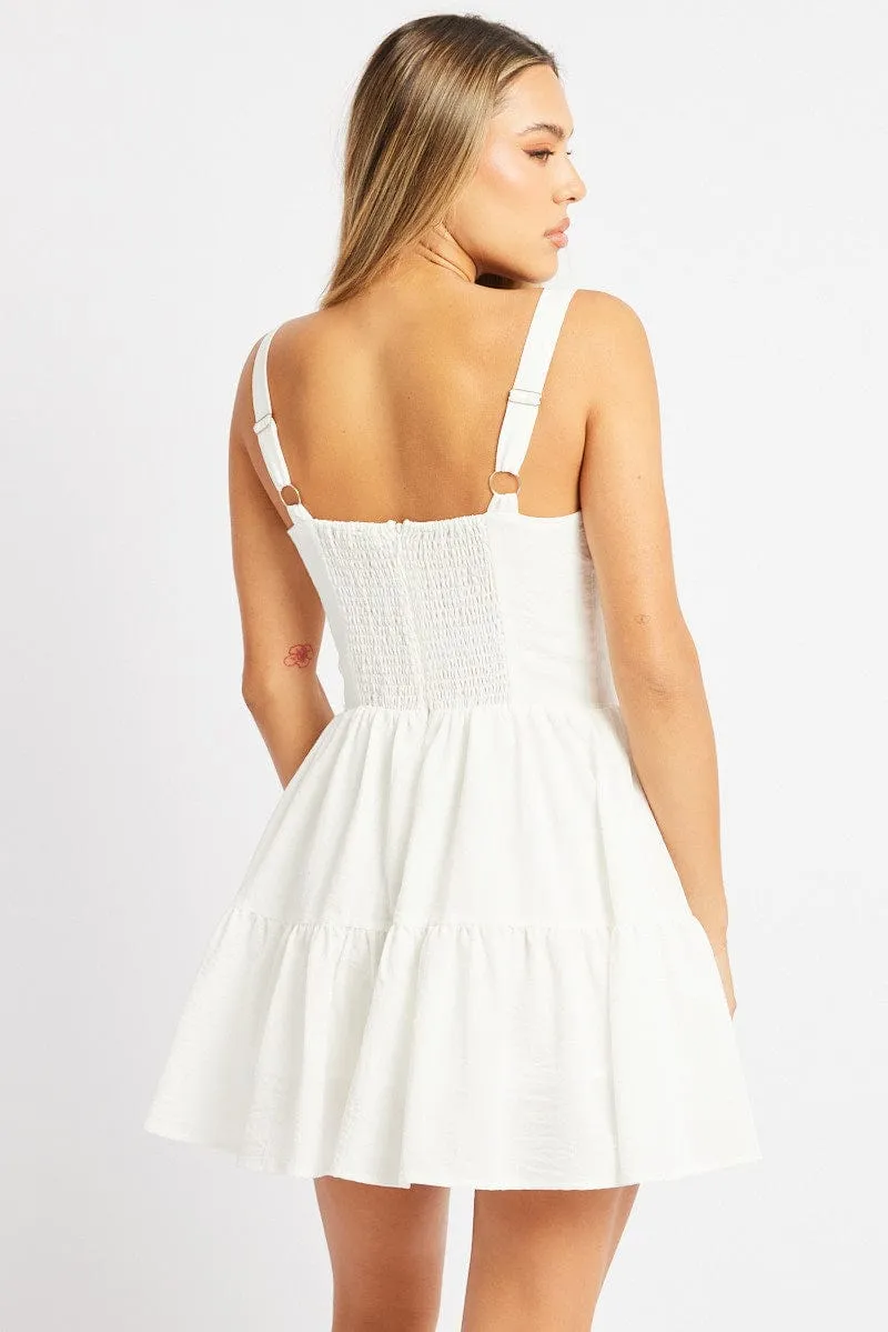 Pose Glow White Fit And Flare Dress Mini