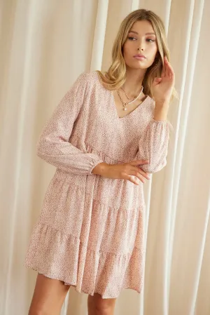 Sky Mood Print Long Sleeve Skater Dress