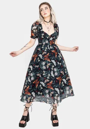 Weather Ready Mariposa Puff Sleeve Organza Midi Dress