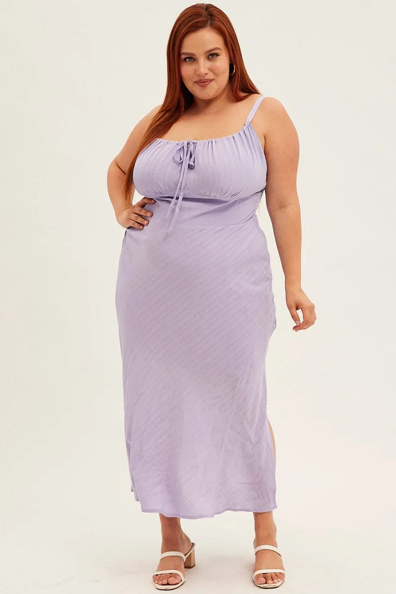Purple Midi Dress Sleeveless Ruched Bust Casual Yet Chic Comfortable party dress