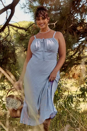 Purple Midi Dress Sleeveless Ruched Bust Wood Deck Harbor Light