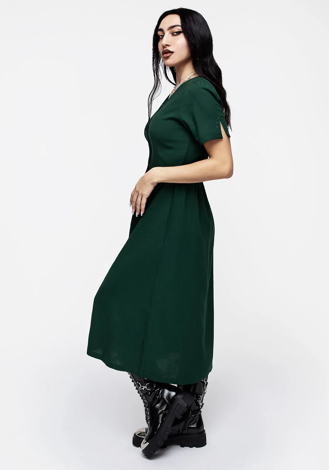 Realm Button Down Midi Dress - Sycamore Green City Walk Body Confident