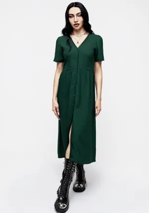 Moon View Realm Button Down Midi Dress - Sycamore Green