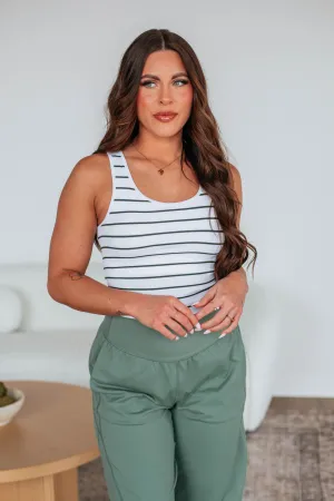 Ashter Striped Tank - Fern Mix Minimal Smooth