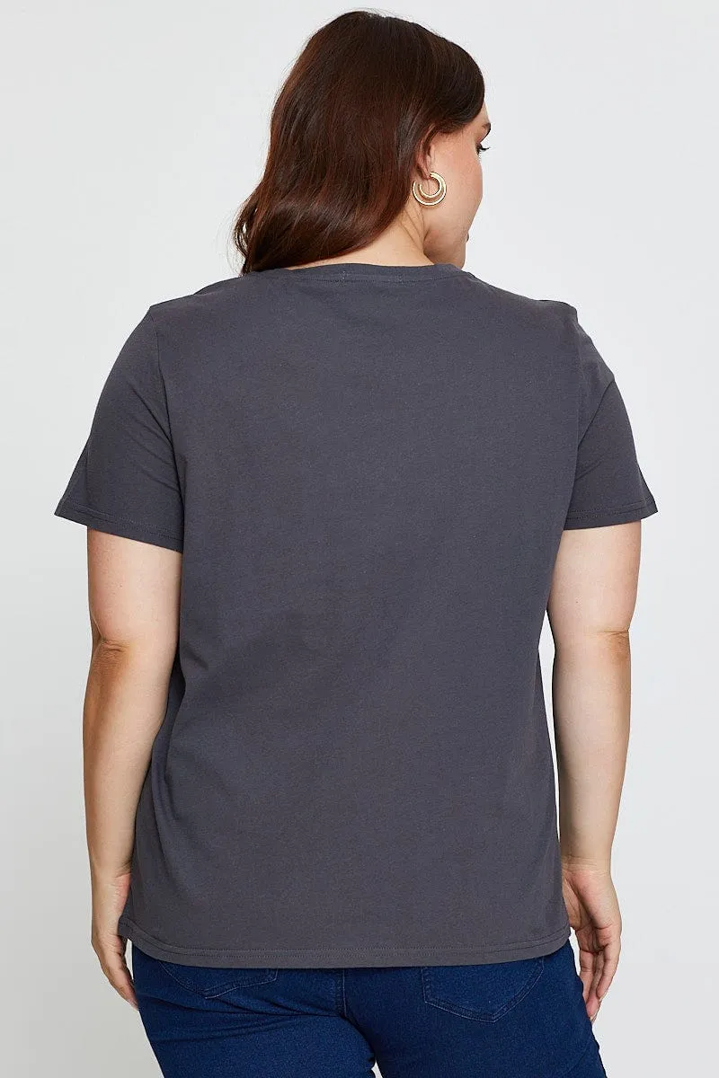 Grey Graphic T-shirt Arizona Biker Short Sleeve Cotton Moisture Management Technology