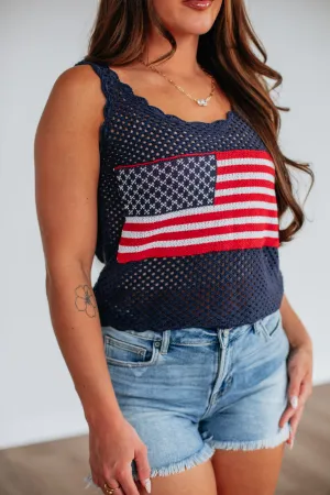 Quick Dry Technology Patriotic Babe Tank - Navy