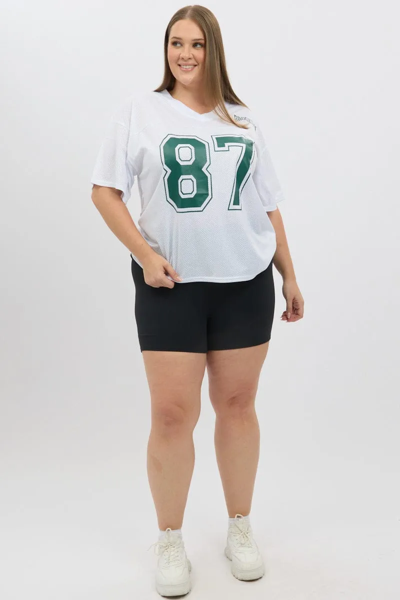 Travel Friendly Outdoor Activity White Graphic T Shirt Short Sleeve V Neck