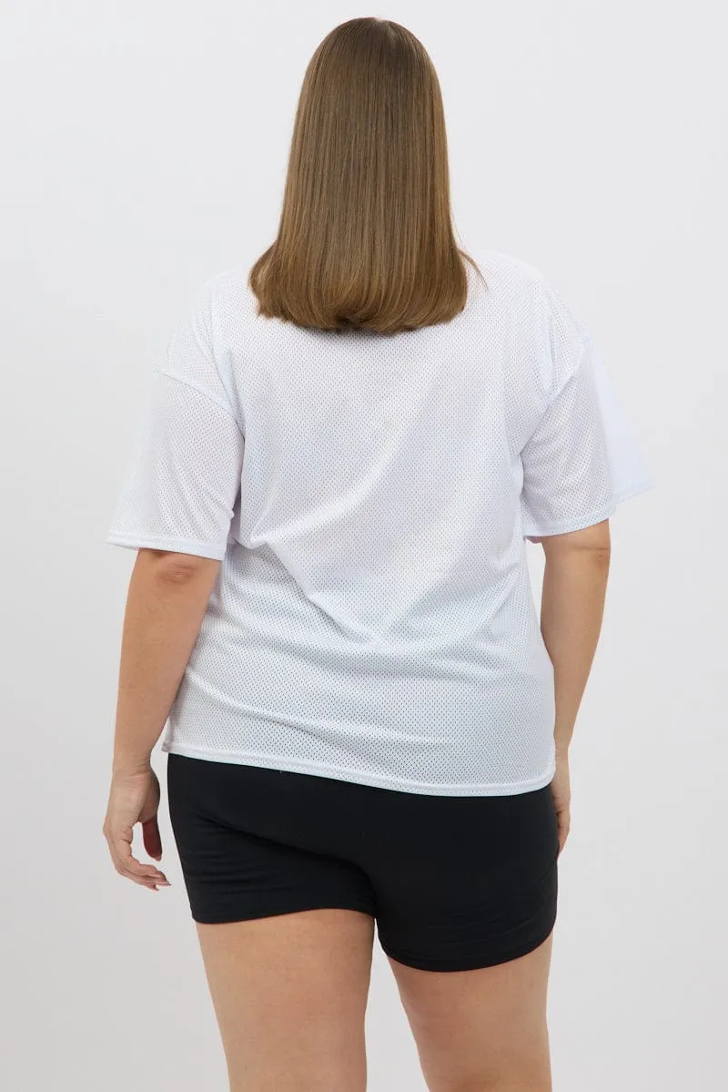 White Graphic T Shirt Short Sleeve V Neck Modern Design