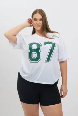 LowImpact Manufacturing White Graphic T Shirt Short Sleeve V Neck