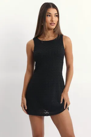 Black Mini Dress Sleeveless Trendy Silhouette Skin Feel