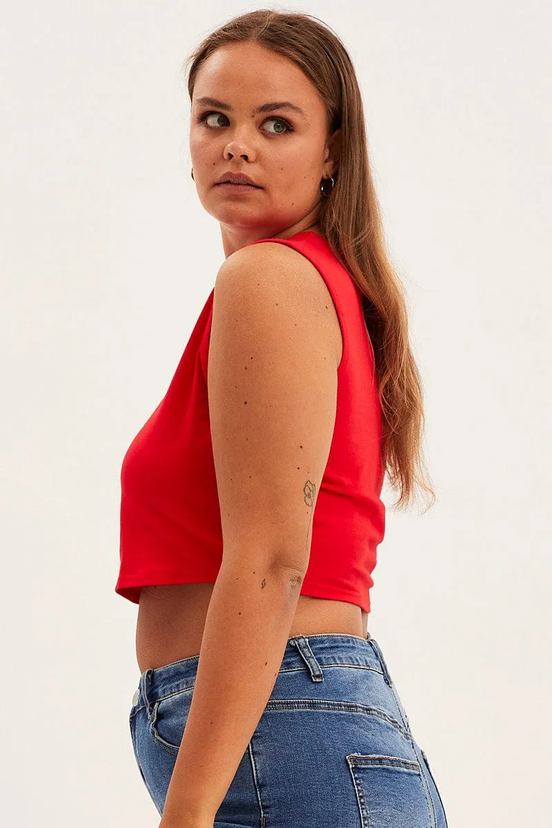 Red Sleeveless Hot Rod Tank Top Vibrant Prints