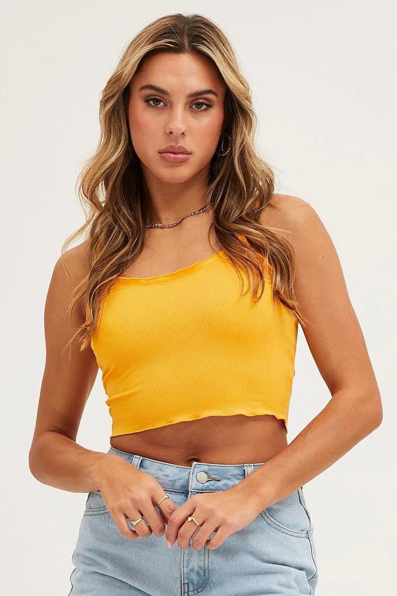 Orange Singlet Top Seamless Tencel Blend Fabric