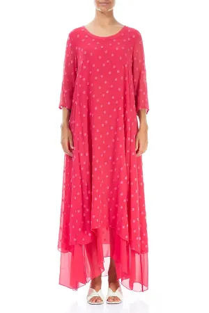 FrictionResistantFabric Cotton Glow Raspberry Dotty Silk Maxi Dress