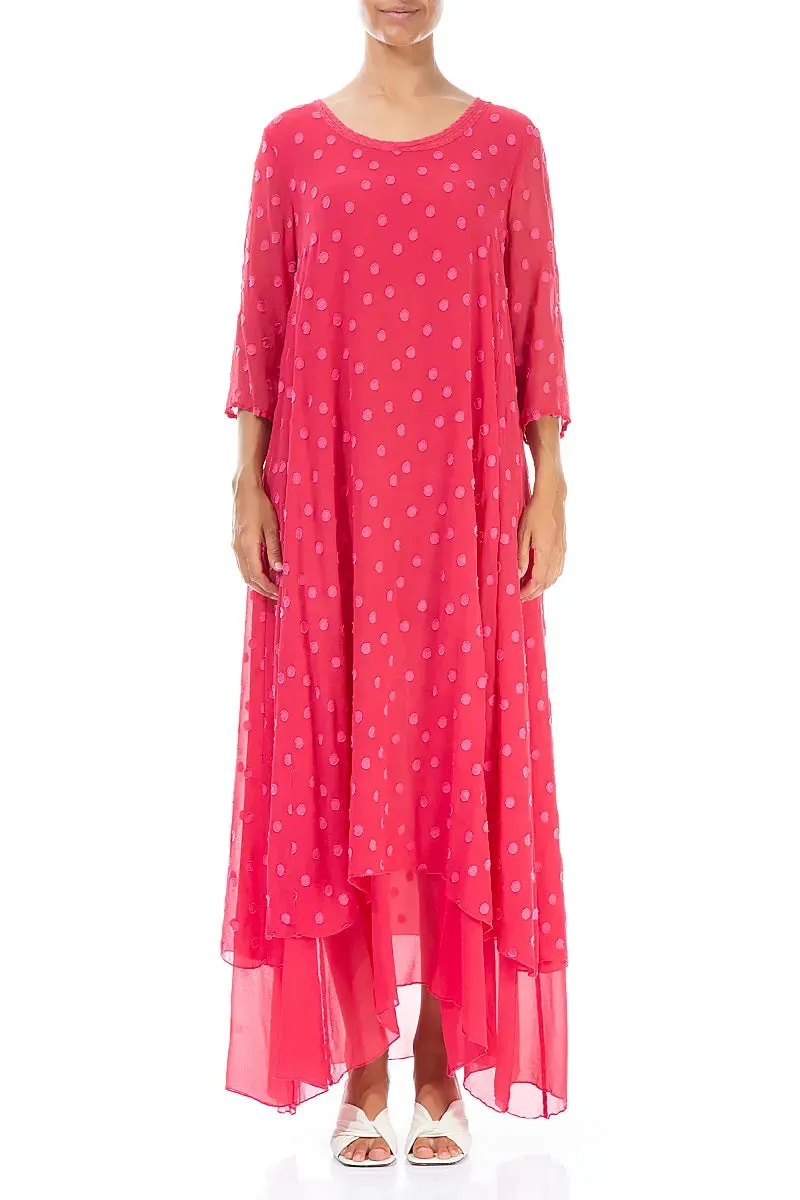 FrictionResistantFabric Cotton Glow Raspberry Dotty Silk Maxi Dress