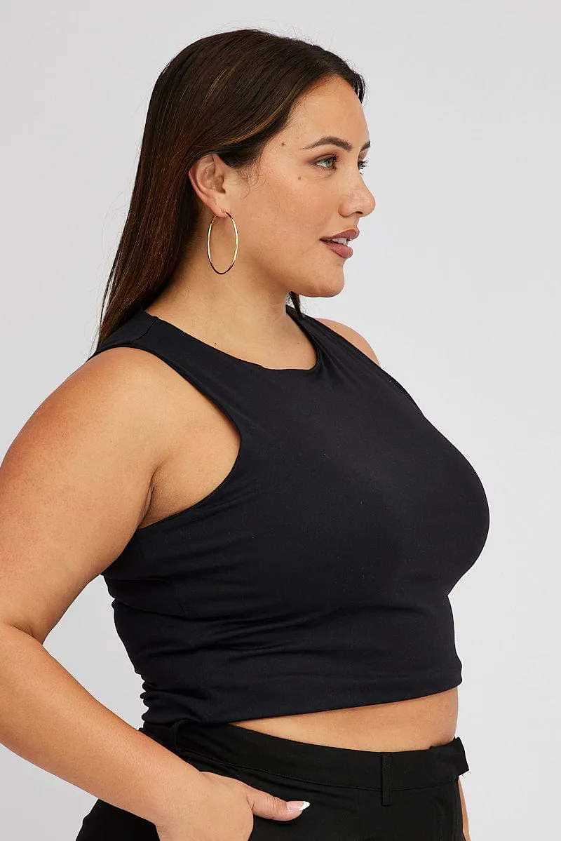 Black Tank Top Crew Neck Supersoft NonRestrictiveCut