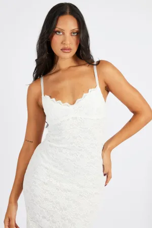 White Bodycon Dress Strappy Lace WaterResistant Coating Planet Care