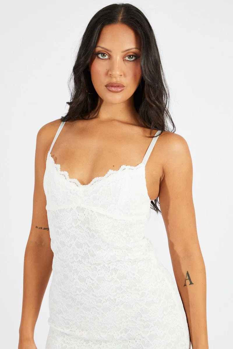 White Bodycon Dress Strappy Lace Myth Soul Easy Tunic