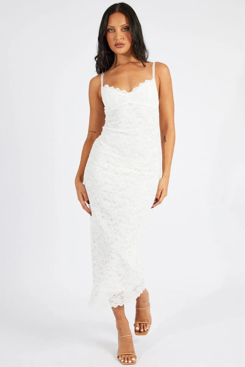 Modern Sneakers White Bodycon Dress Strappy Lace