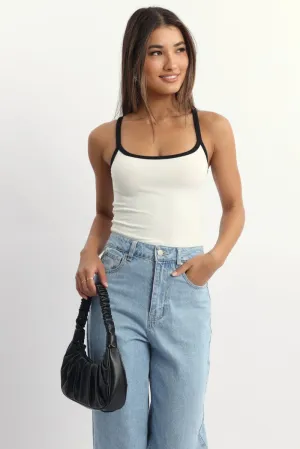 White Tank Top Sleeveless Rib NoSlipGrip