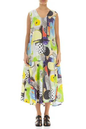 Lake Glow Elite Core Flared Sleeveless Artmaze Linen Dress
