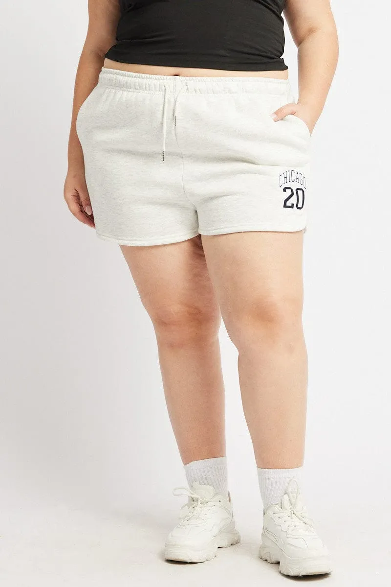 Grey Curve Hem Athletic Embroidered Track Shorts CompressionFreeCuffs