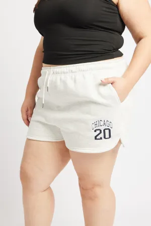 FrictionResistantFabric Wind Ease Grey Curve Hem Athletic Embroidered Track Shorts