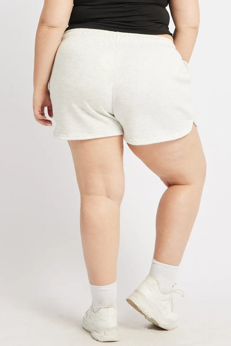 Grey Curve Hem Athletic Embroidered Track Shorts Street Glow OdorControlClothing