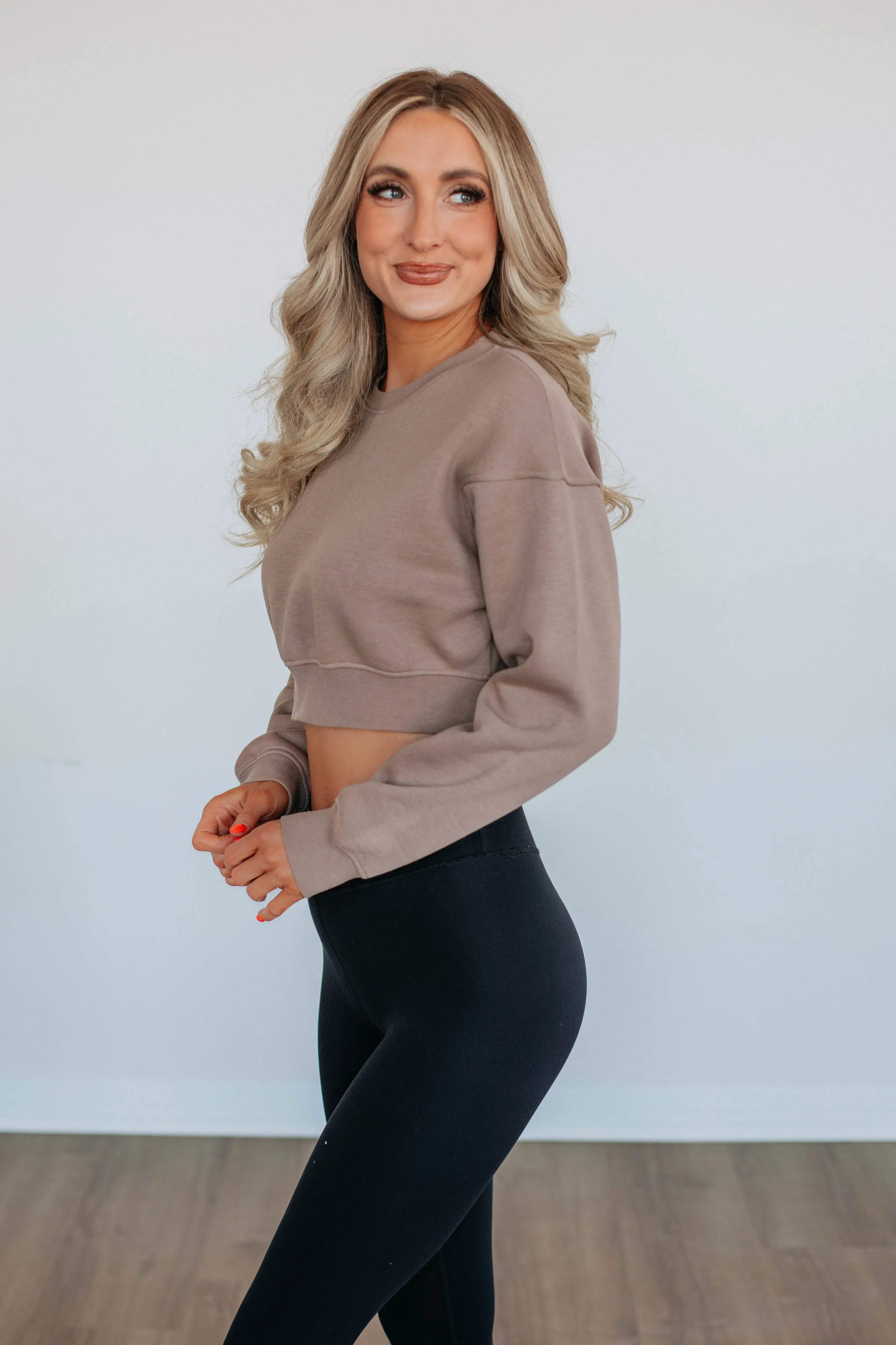 Noa Lounge Crewneck - Light Mocha DoubleStitched Seams spring fresh
