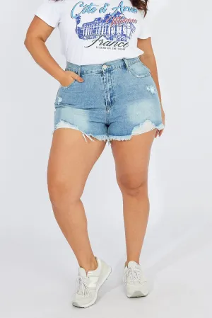 Baby Soft Denim Relaxed Shorts High Rise