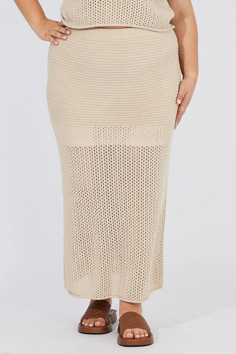 Beige Crochet Maxiskirt Cozy Tones Cozy Outfit