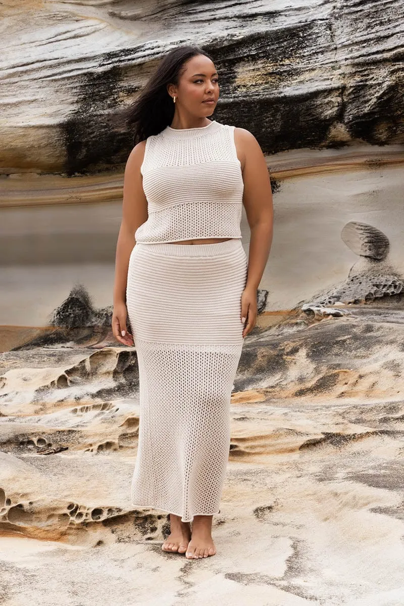 Relaxed Mood Tagless label Beige Crochet Maxiskirt