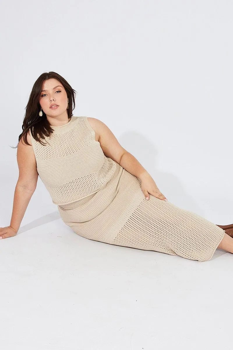 Beige Crochet Maxiskirt Gentle Wear