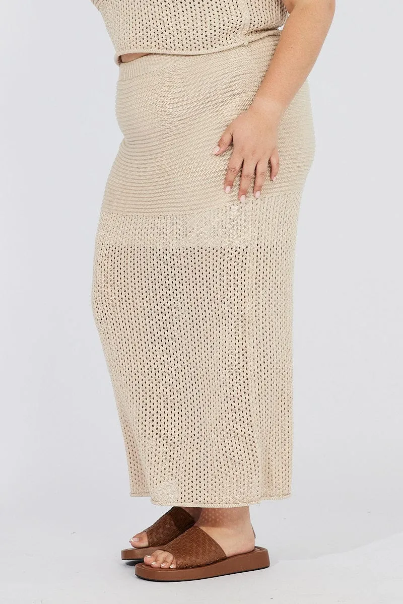 Style Preview Neutral Look Beige Crochet Maxiskirt