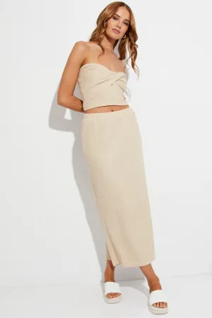 Beige Midi Skirt Bodycon Quick Fit Crisp Edge