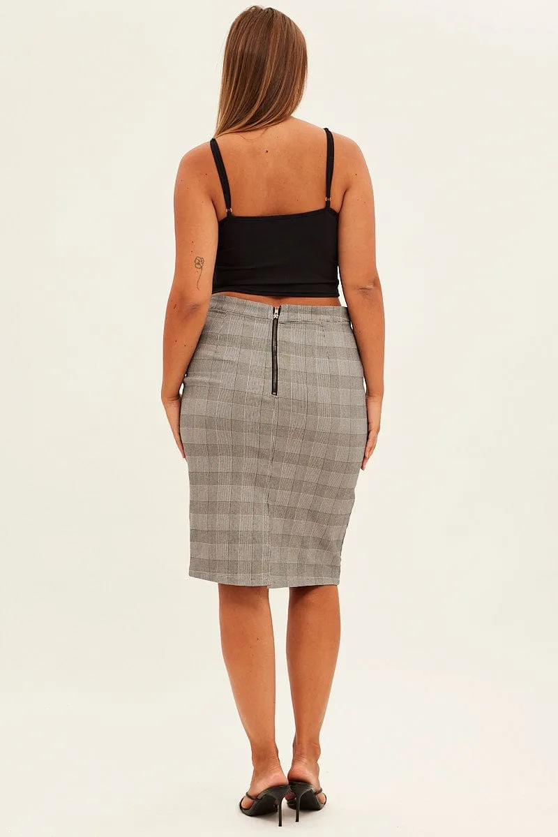 Simple Comfort music concert Grey Check Workwear Skirt High Rise Bodycon