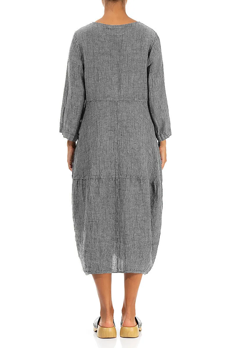 QuickAccessPockets Flexible Fit Balloon Grey M??lange Linen Dress