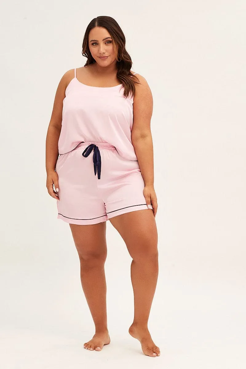 Pale Pink Pyjamas Cami Satin Pj Set EasyAdjustStraps QuickRelease Fasteners