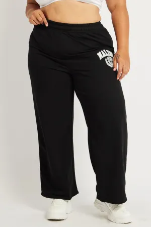 Black Track Pants Wide Leg Chilly Wear Flexible Gusset Design