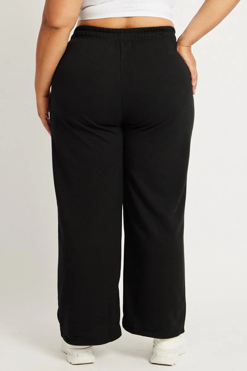 Black Track Pants Wide Leg UV protection coating Breathable activewear