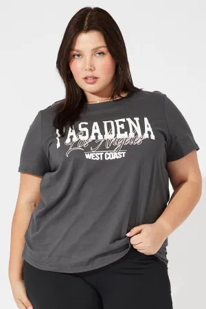 Grey Graphic T-shirt Short Sleeve Crew Neck Cropped Fit For All Day