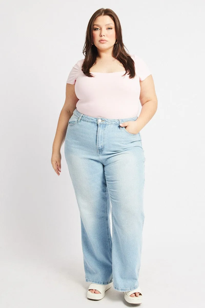 Fearless Mode Stylish Apparel Pink Bodysuit Short Sleeve Supersoft