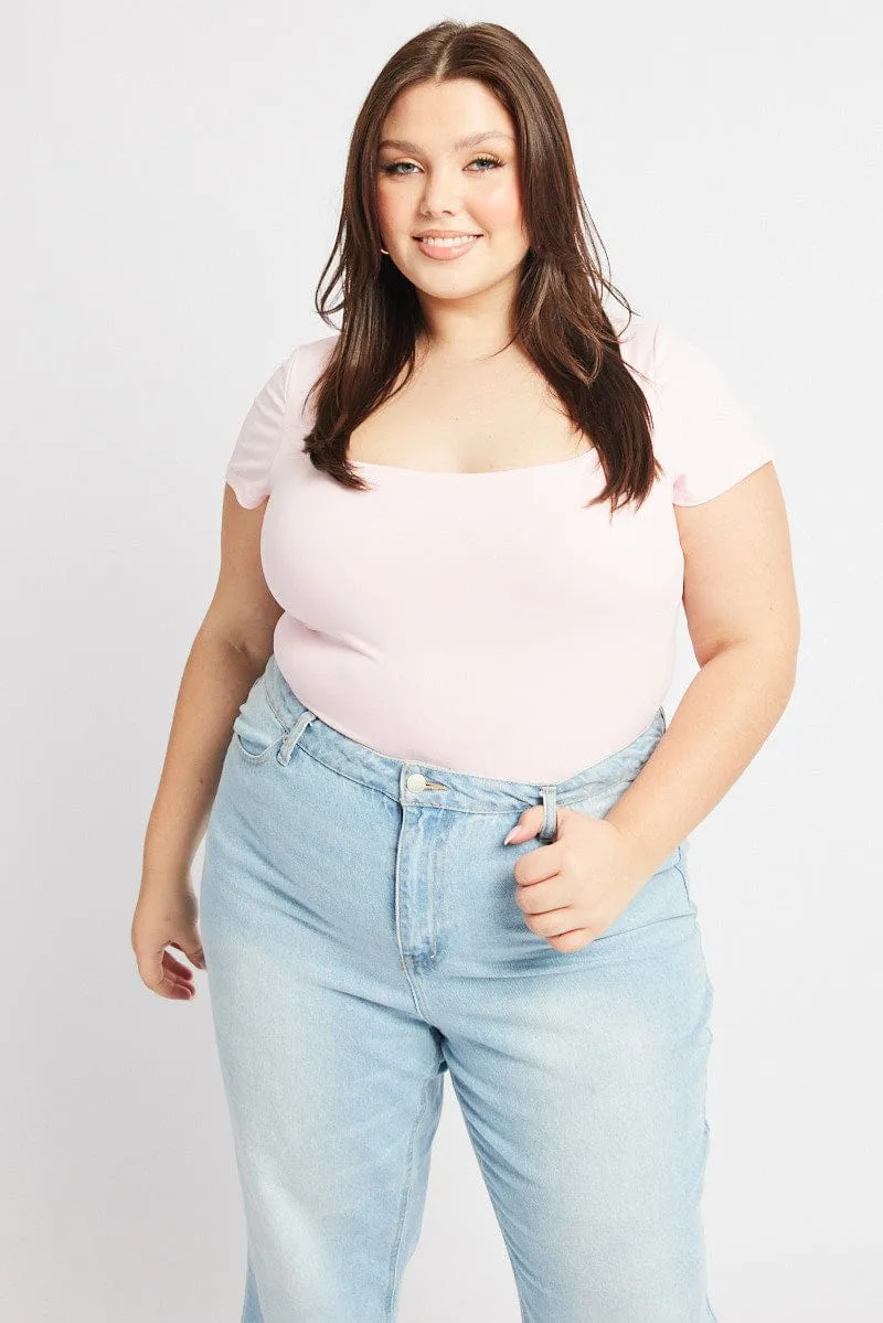 Pink Bodysuit Short Sleeve Supersoft Glam Night Smart Look