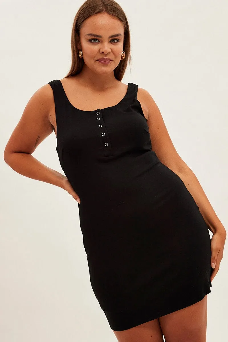 Edge Pop Black Bodycon Sleeveless Mini Dress